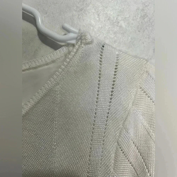 White House Black Market Layered Crochet Lace Trimmed Sweater Blouse Size Small - Picture 4 of 11